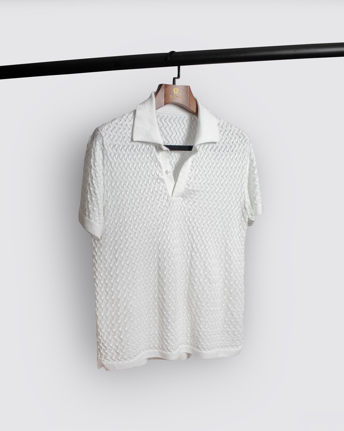 white textured polo