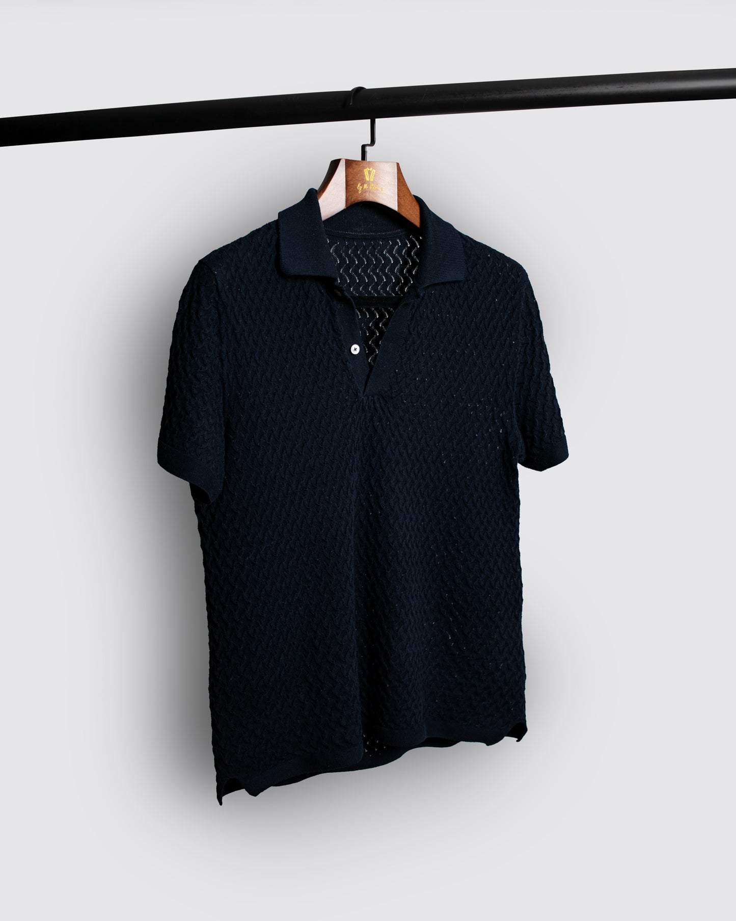 navy textured polo