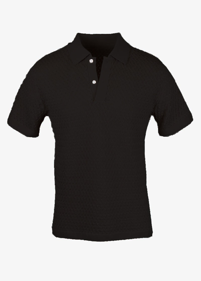 black textured polo