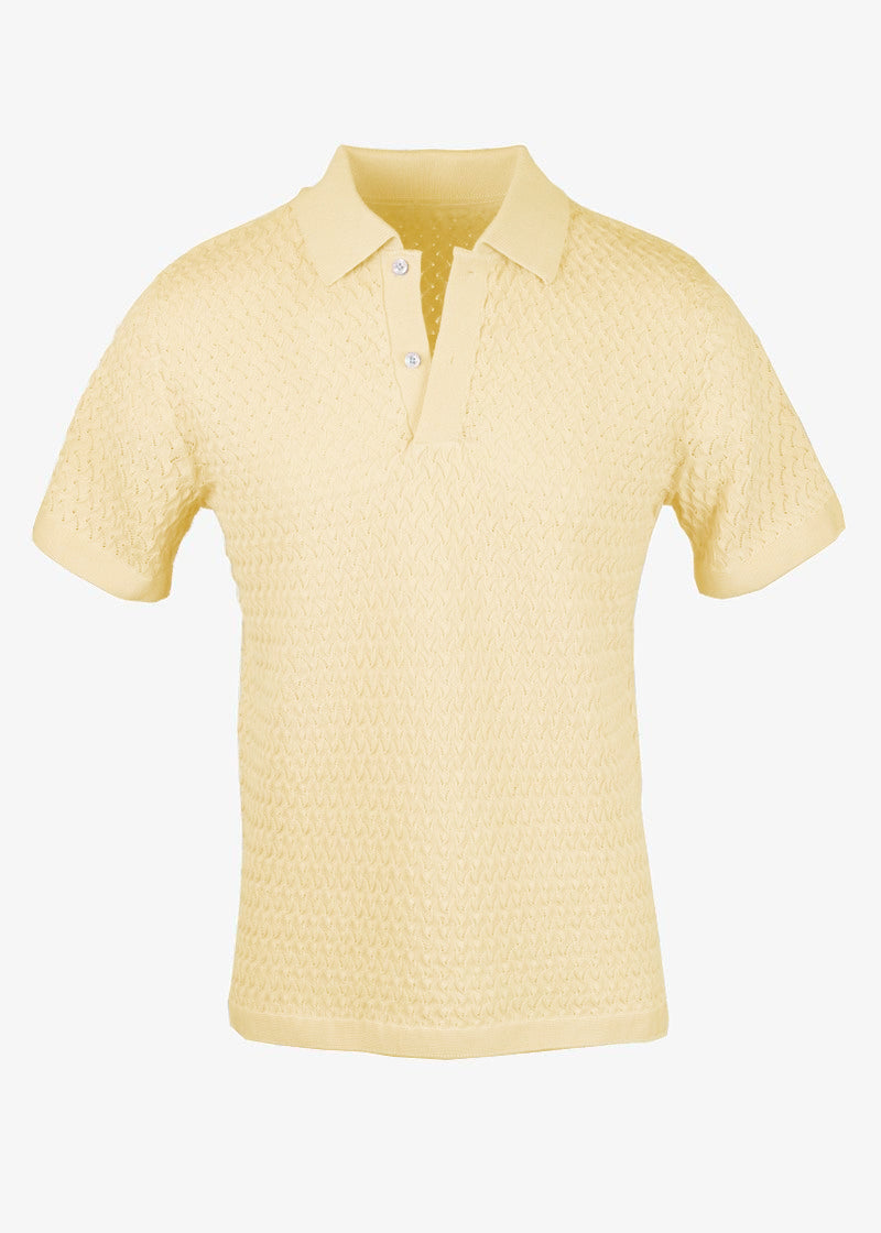 cream textured polo