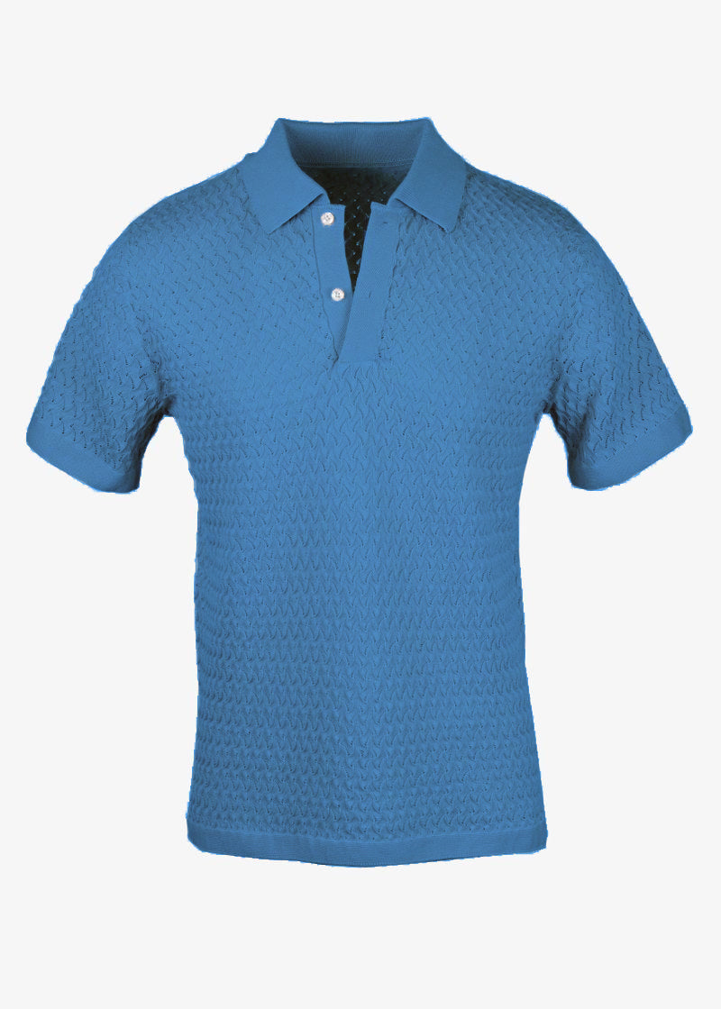 blue textured polo