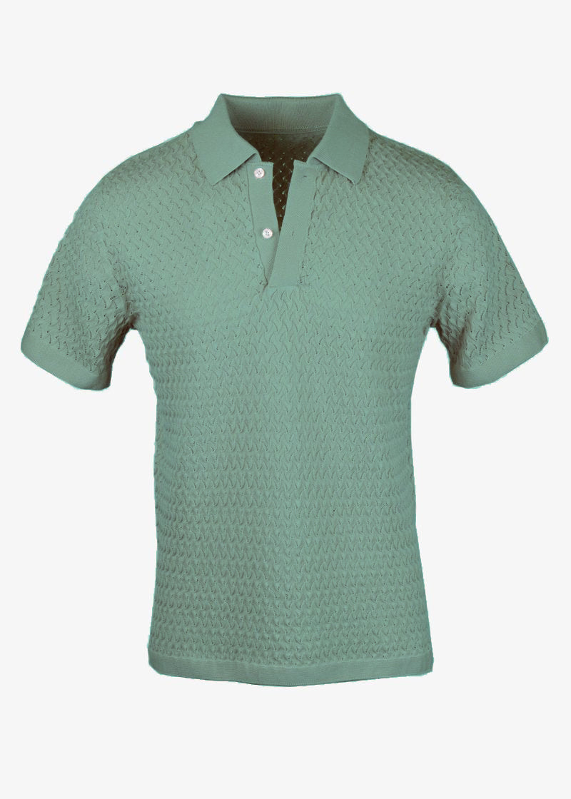 mint green textured polo