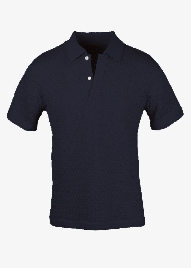 navy textured polo