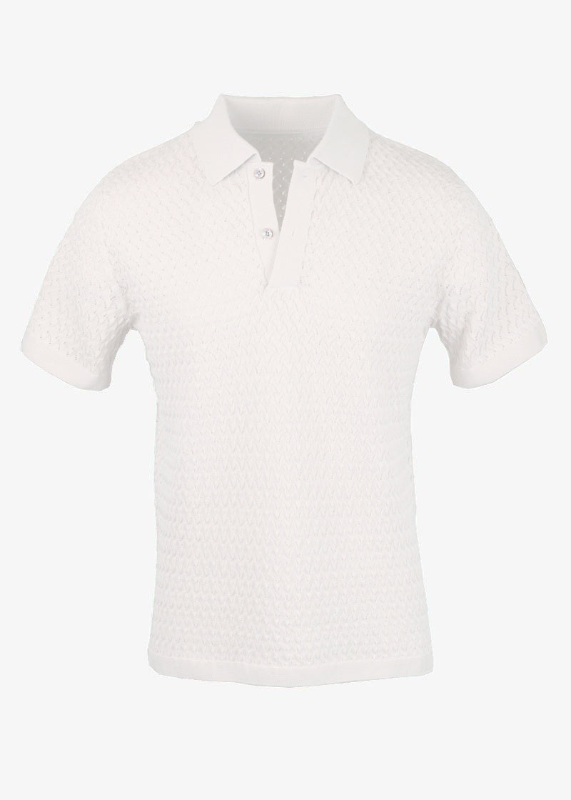 white textured polo