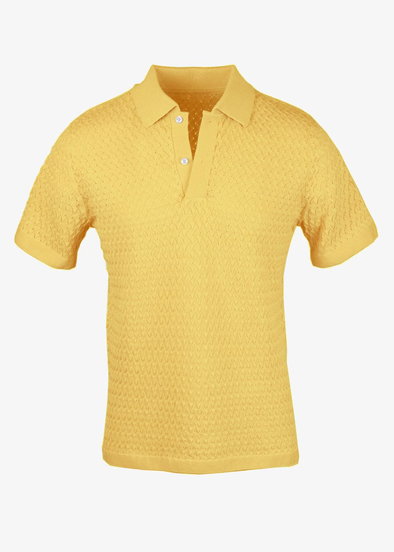 yellow textured polo