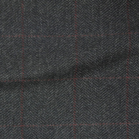 Charcoal Harringbone With Maroon Windowpane Tweed By Mr Martinez Custom Clothing
