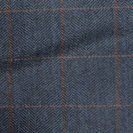 custom Steel Blue Herringbone With Orange Windowpane Tweed  sportcoat By Mr Martinez Custom Clothing